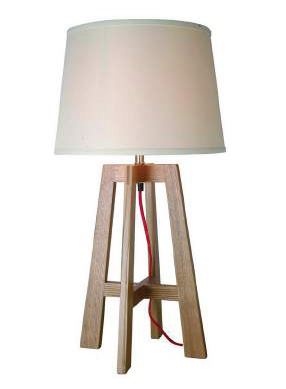 Beech Table Lamp With White Shade 350X680MM