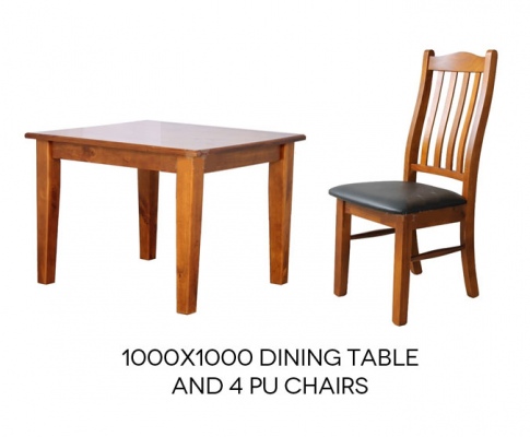Paihia Timber Dining Suite 1000X1000 + 4 Pu Seats