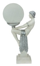 Silver & White Deco Lady Lamp 23X15X40CM