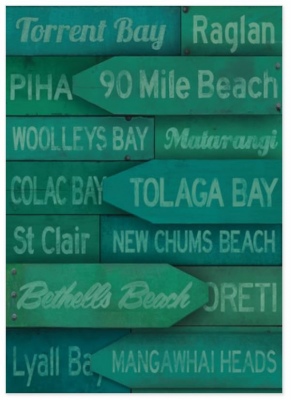 Nz Beach Signs Canvas Print 50X30Cm