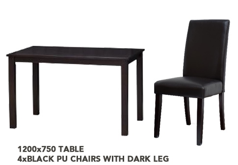 Venice 1200 Dark Wood Dining Suite + 4 Chairs