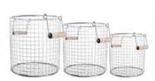 Wire Basket White Set Of 3 Largest 36S37Cm