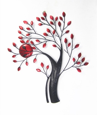 Red Leaf Tree Metal Wall Art 50X61X2Cm