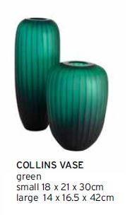 Collins Vase Green Small 18X21X30Cm