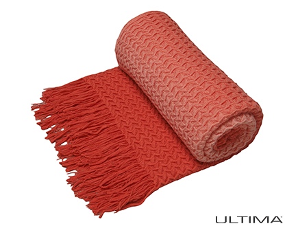 Ombre Coral Throw 100% Acrylic Dip Dyed 127X152