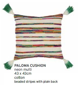 Paloma Neon Multi Beaded Medium Cushion 43X43Cm