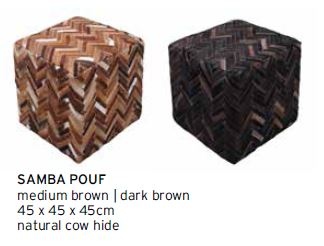 Samba Pouf Dark Brown Cow Hide 45X45X45Cm